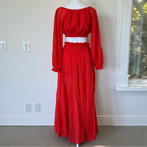 Free People super cute Cleo Crop Top & Maxi Skirt Set -
Size S red-orange color - Picture 7 of 12